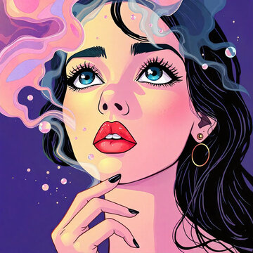 Closeup of a Hallucinating Woman
