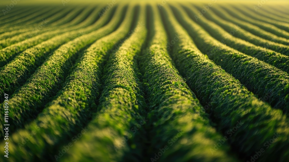 Poster cabbage cultivation in lush green agricultural field with rows of crops under soft dappled light