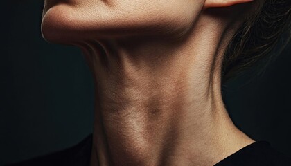 Close-up of a neck highlighting skin texture and contours.