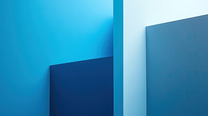 Abstract geometric shapes in vibrant blue and white.