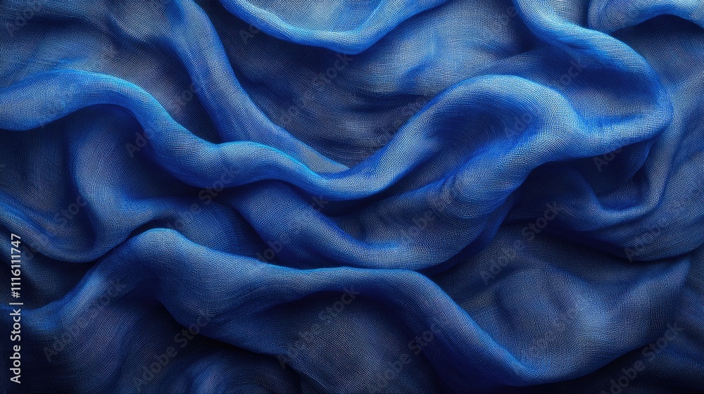 Aufkleber Blue cotton polyester fabric texture with rustic crumpled appearance ideal for background design and fashion textile applications