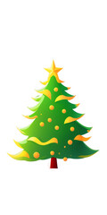 Obraz premium Modern Christmas Tree with Star and Decorations Isolated on Transparent Background, PNG
