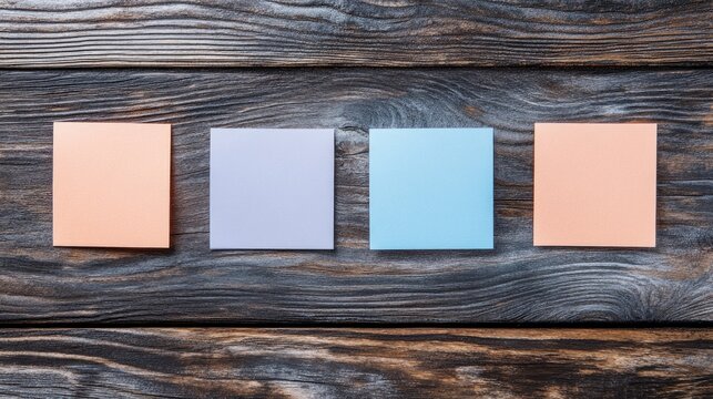 Concept of request for proposal RFP on colorful sticky notes arranged on a rustic wooden table background for business ideas and planning