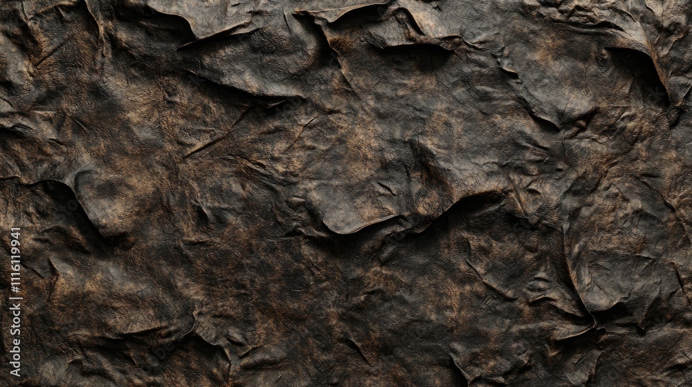 Aufkleber Textured ancient paper background with crumpled folds and deep shadows ideal for artistic or historical design projects.