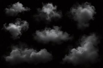 Obraz premium Smoke clouds black background sizes shapes densities misty textures