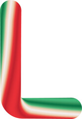 3D Round Bold Stylized Letter L with Red and Green Stripes