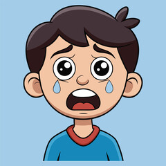 Obraz premium Crying Boy with Tears on White Background