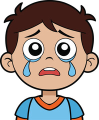 Obraz premium Crying Boy with Tears on White Background