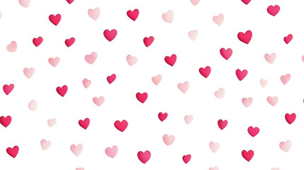 Pink and red hearts falling on transparent background: romantic valentine's day backdrop