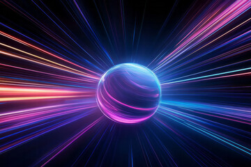 a black hole with colorful lines and a bright light