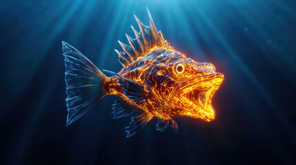 Fototapeta premium angler angler fish sport Illuminated fish with glowing features