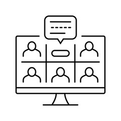 breakout sessions virtual conference line icon vector. breakout sessions virtual conference sign. isolated contour symbol black illustration