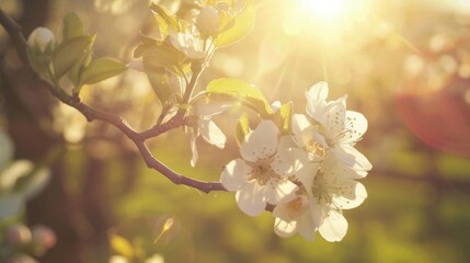 Close-up of blooming flowers illuminated by sunlight.