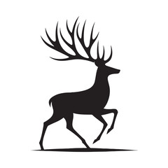 Obraz premium Stylish deer silhouette for diverse design uses - Deer black vector 
