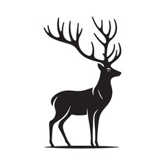 Detailed deer silhouette for unique artistic projects - Deer illustration - minimallest deer vector
