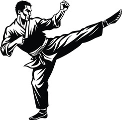 silhouette of a man fighter