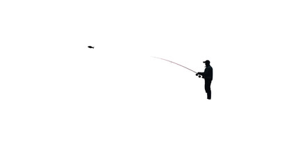 A person fishing with a light rod in a dark setting, emphasizing the act of fishing.