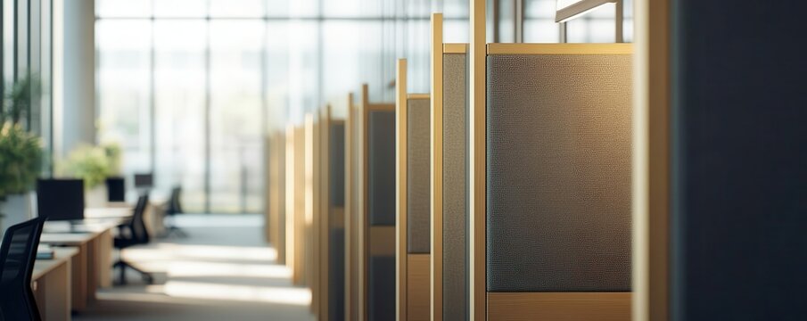 Minimalist, soundproof office cubicle for focus and concentration, enhancing productivity in a quiet workspace, work zone focus