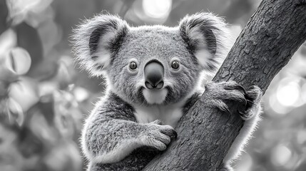 Fototapeta premium Wildlife inspired pencil drawing of standing koala hand crafted artistic image