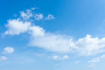 Blue Sky Fluffy White Clouds Summer Day Nature Background