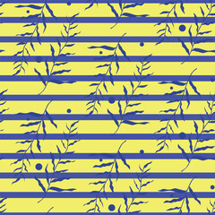 Botanical vector blue branches seamless pattern. Floral design for home decoration, wall art