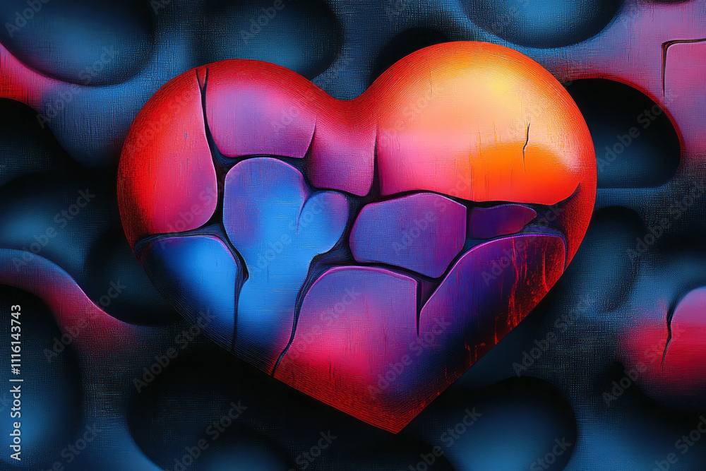 Poster a heart with a broken hole in the middle
