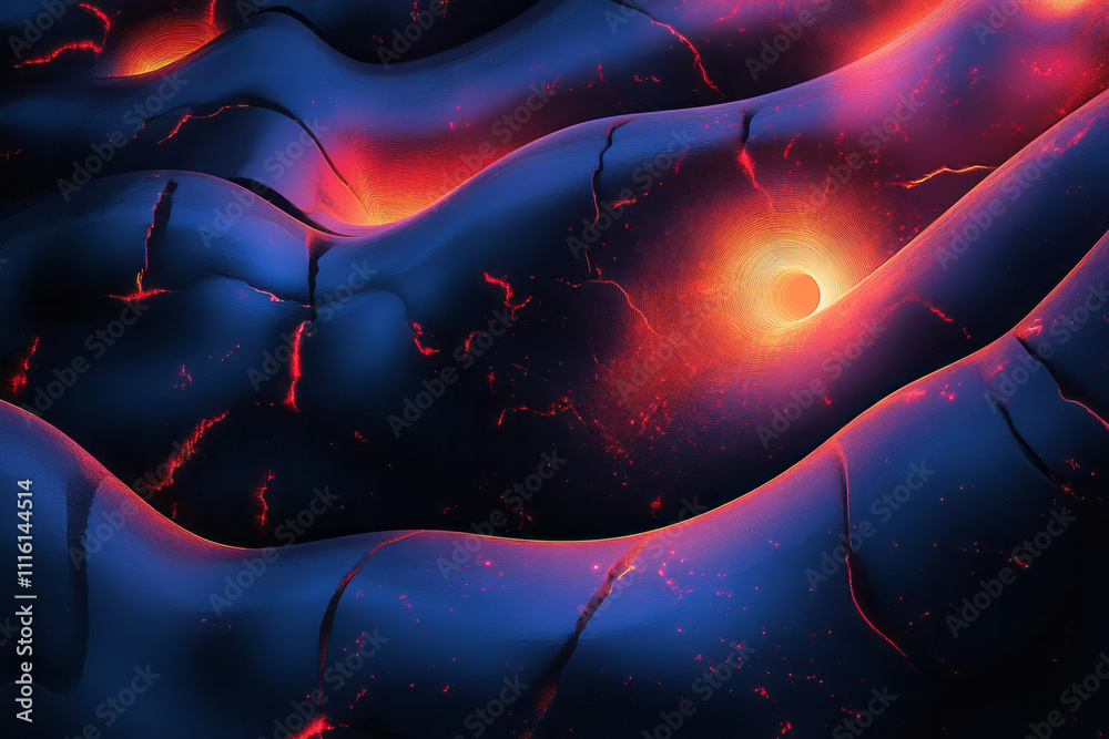 Poster a very dark and colorful background with a lot of lava