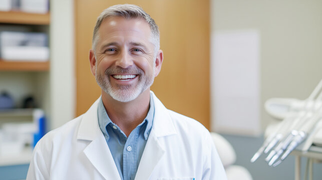 Dentist and patient in dentist office