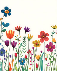 Obraz premium Creative 2D Doodle Floral Illustrations Text Space for Versatile Designs, Greeting Cards, Invitations