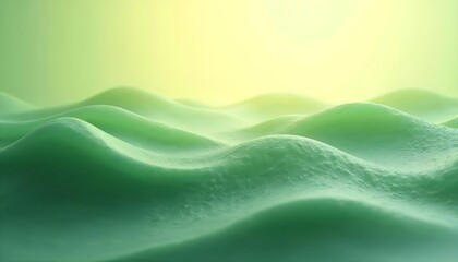 Obraz premium Green abstract waves, a minimalist background with soft green and yellow tones