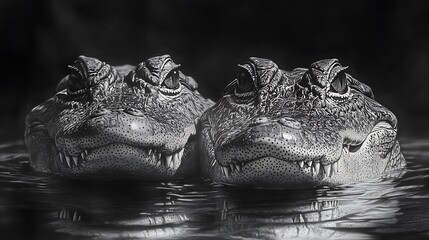 Fototapeta premium Wildlife Pencil Sketch Images Artistic Crocodile Nature Drawing Collection
