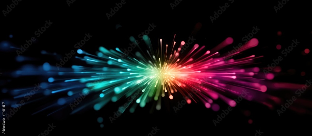 Leinwandbilder Vibrant abstract fireworks explosion with blurred colorful rays against a dark background creating a festive atmosphere for celebrations