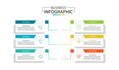 Timeline infographic template. 6 Step timeline journey, vector illustration