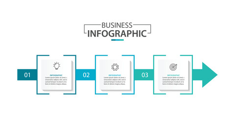 Obraz premium 3 process infographic arrows design template. Strategy and Business presentation. Vector illustration.