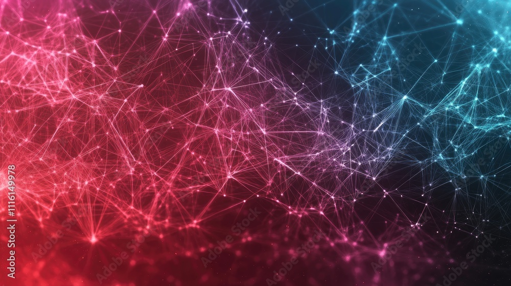 Poster Network Data Visualization with Abstract Connections and Colorful Nodes Representing Big Data and Cloud Computing Concepts