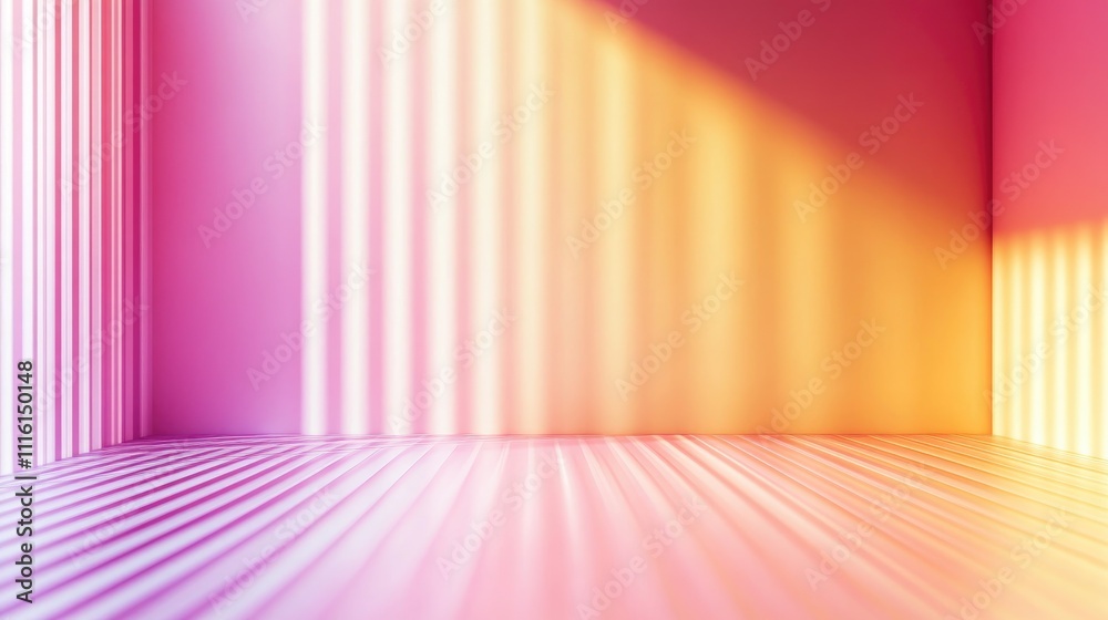 Poster Gradient wall with soft light streaks creating an abstract interior space for modern design and creative projects