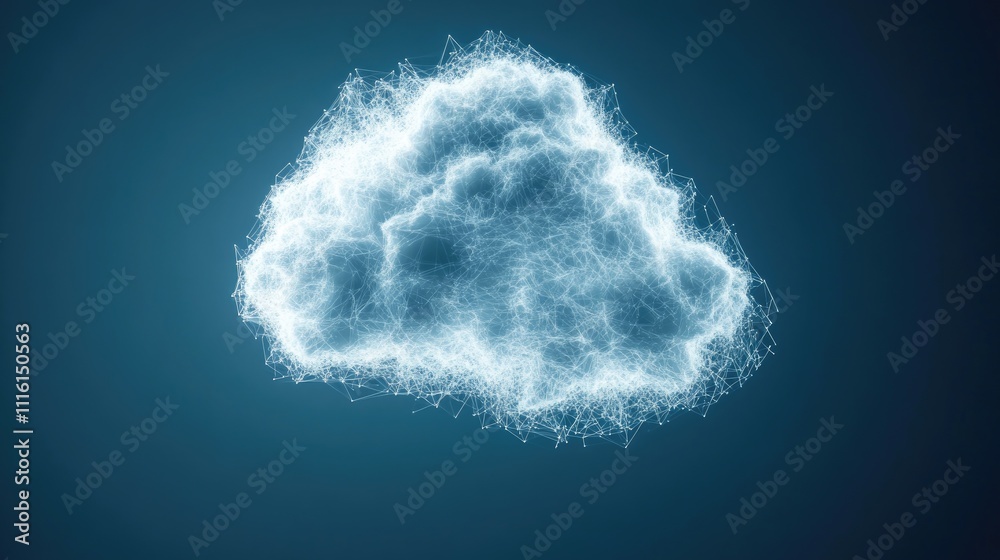Poster Cloud computing concept with abstract digital cloud illustration representing online data storage and transfer for business networks.