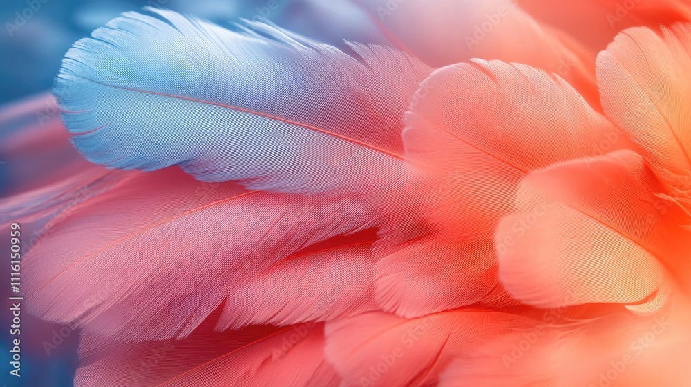 Poster colorful abstract feather texture background with gentle hues for artistic design and fantasy themes