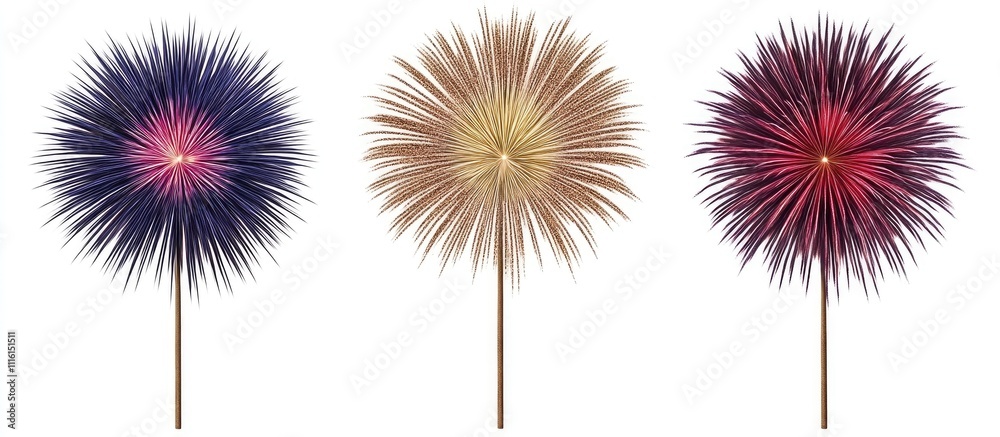 Aufkleber vibrant colorful fireworks display isolated on white background ideal for celebrations and festive o