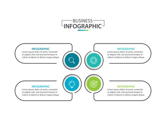 Vector infographic label design with circle infographic template design and 4 options or steps.