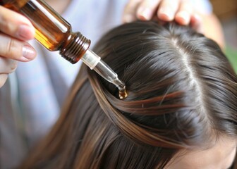 Fototapeta premium Nourishing Hair Oil Application for Scalp Health generative ai