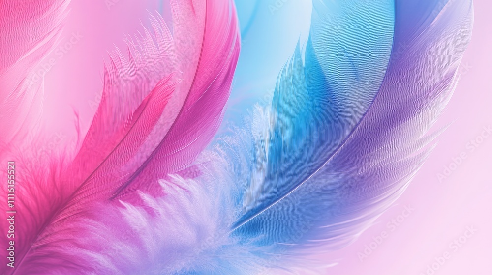 Poster Abstract feather texture in soft pastel colors creating a blurred artistic background ideal for design and creative projects.