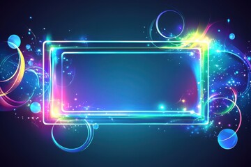 Obraz premium Abstract background with a blue and purple gradient lighting effect, glass rectangle frame, geometric shapes vector illustration