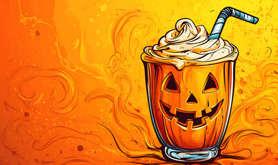 Colorful Pop Art and Whimsical Doodle 2D Halloween Illustrations, Featuring Playful Characters, Spooky Scenes, and Fun Elements with Space for Text.