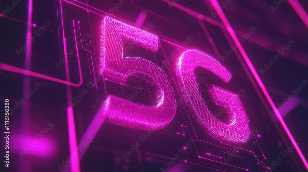 Fototapete 5G technology concept featuring vibrant motion blur and abstract high-speed graphical elements in a futuristic digital environment.
