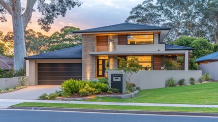 Modern Two Story House With Brick And Wood Accents