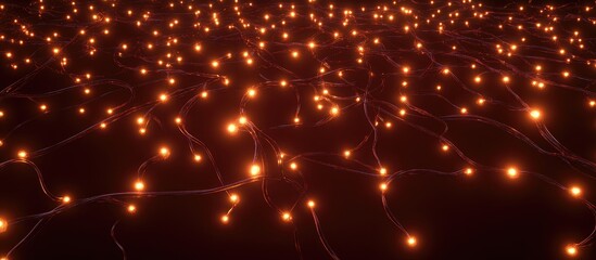 Fototapeta premium Abstract glowing string lights creating a festive atmosphere on a dark background for holiday and celebration themes.