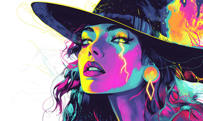 Colorful Pop Art and Whimsical Doodle 2D Halloween Illustrations, Featuring Playful Characters, Spooky Scenes, and Fun Elements with Space for Text.