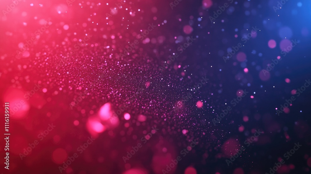 Poster Abstract colorful bokeh particles overlay on black background with vibrant lights creating a dreamy and festive atmosphere