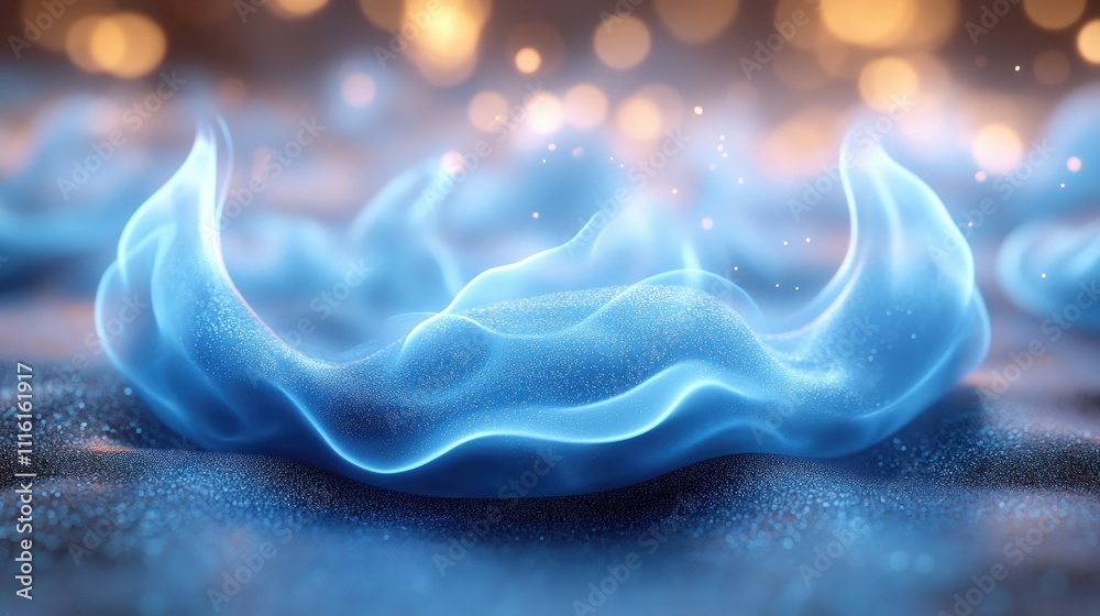 Aufkleber Glowing Blue Gas Flame with Soft Flowing Waves and Bokeh Background for Energetic and Abstract Visuals